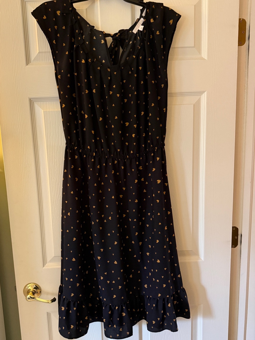 LC Lauren Conrad Black Midi Dress with Gold Heart Print